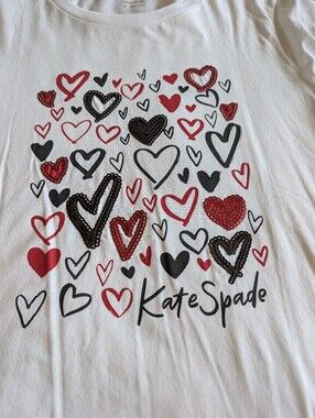 Kate Spade Hearts Valentine Sequin T-shirt Size XL